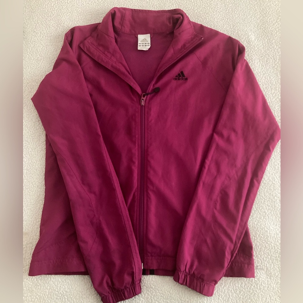 ADIDAS Full Zip Pink Track Jacket With Pockets Women's Size Small Long Sleeve